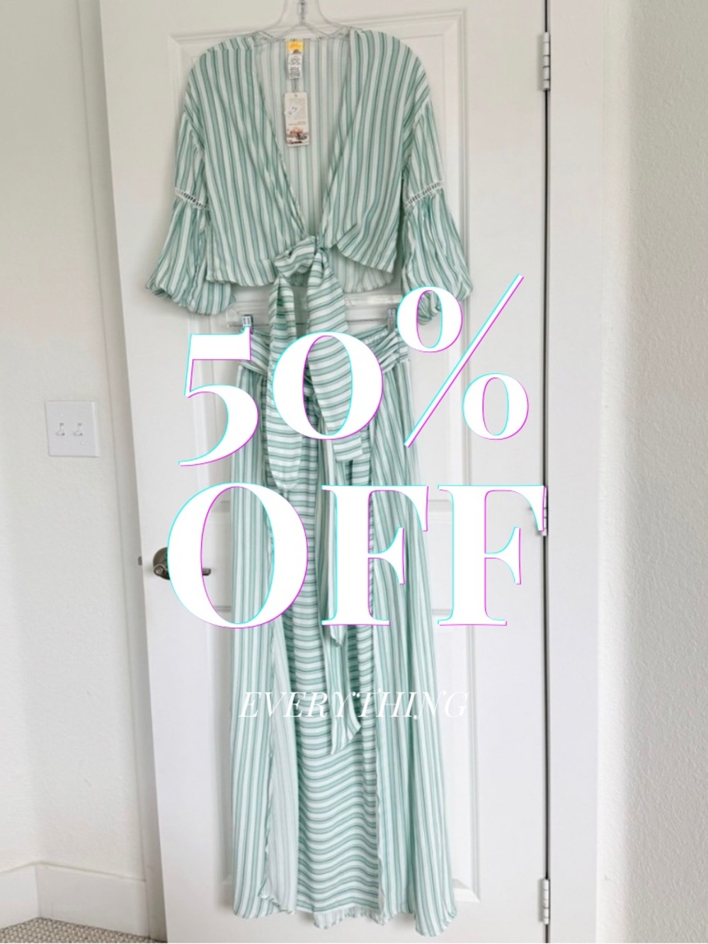 Agua Bendita x Revolve Beachwear Set Stripes Angie Top and Maxi Skirt Size S NWT